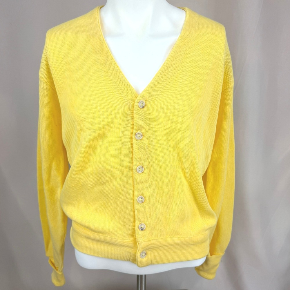 NWOT Vintage BOTANY 500 Mens|L|Cardigan Knit Yellow Sweater Rockabilly Grandpa